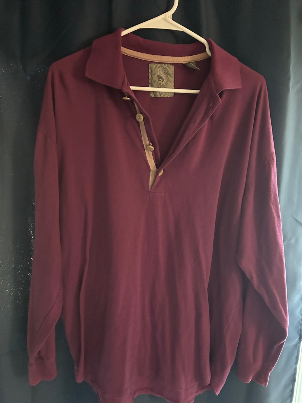 Y2K Vintage Cherokee- Men's Long-Sleeve Polo Shirt in Burgundy